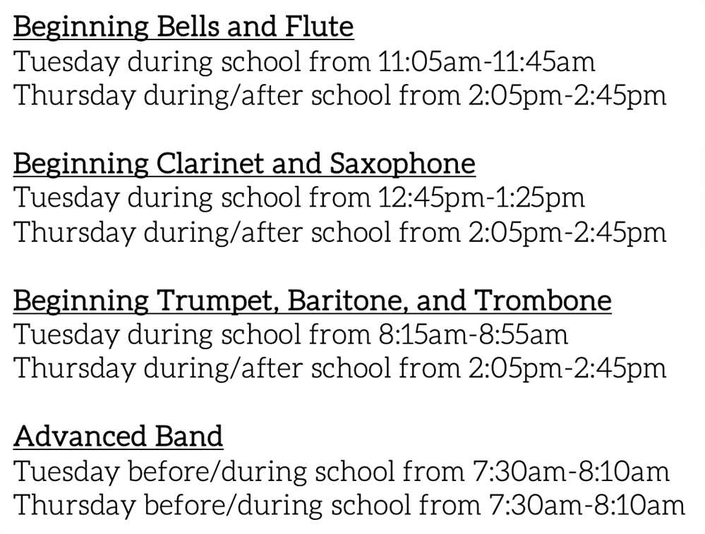 Room 39 Rhodes Band Schedule